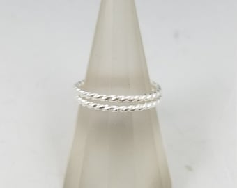 Twisted silver stacking rings (set of 2) - MADE TO ORDER