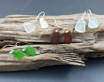 Argentium silver and sea glass earrings