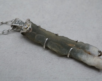 Quartz Stalactite Pendant with Diamond