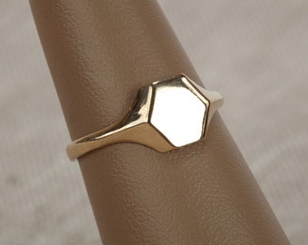 Hexagon Signet Ring - 14k Gold
