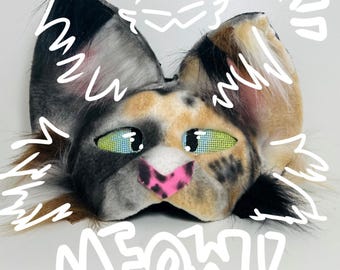 Tortoiseshell/calico kitty cat therian costume mask