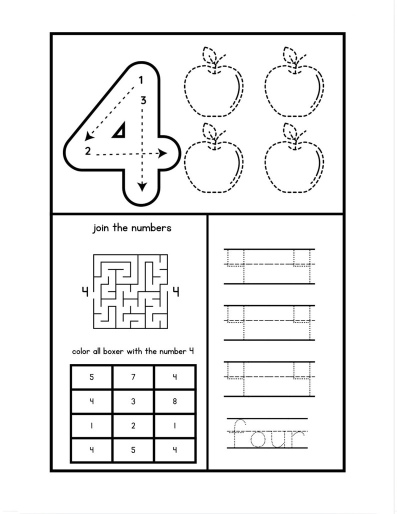 Easy Trace and Color Numbers Worksheets: Follow the Dotted Lines and ...