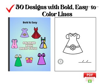 Libro para colorear de estilos de vestir: atrevido y fácil para niños y adultos