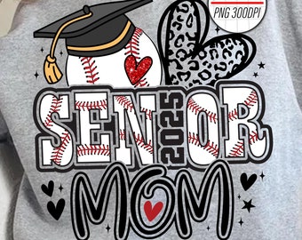 Senior Mom 2025 PNG Image, Senior 2025 Baseball Lace Design, Senior Mom 2025 HeartLeopard Design, Sublimation Designs Downloads, PNG File