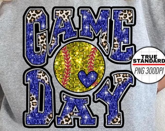 Spieltag Softball PNG Bild, Softball Blau Faux Sequin Leopard Design, Sublimationsdesigns Downloads, PNG Datei