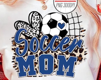 サッカーママ PNG 画像、青いサッカーヒョウ柄デザイン、ハートヒョウ柄デザイン、昇華デザインダウンロード、透明 PNG