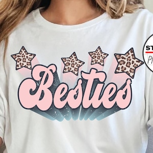 Besties PNG Image, Pink Leopard Best Friend Design, Best Friends Cut File for Cricut, Friendship Cutting File, Besties Shirt PNG