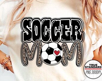 Soccer Mom PNG Image, Black Soccer Leopard Design, Leopard Design, Sublimation Design Download, Transparent PNG