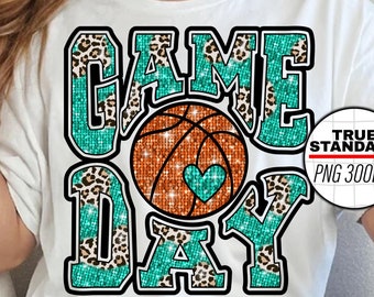 Basketball Png, Spieltag Basketball PNG Bild, Basketball Teal Leopard Design, Sublimationsdesigns Downloads, PNG Datei