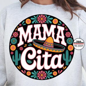 Mamacita PNG – Retro Mexican Mom Sublimation with Sombrero & Cactus – Cinco de Mayo Fiesta Clipart for Shirts Gifts