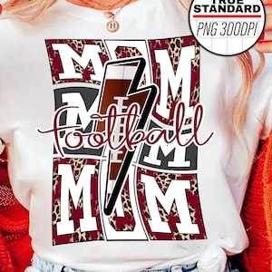 Football Mom PNG Image, Football Maroon Leopard Design, Sublimation Design, Transparent PNG, Digital Download Png, Fall Sports Png