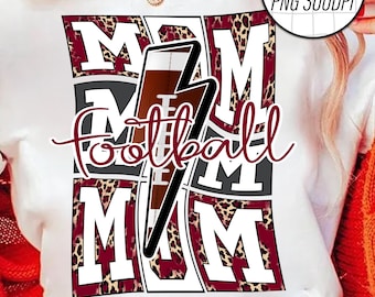 Football Mom PNG Image, Football Maroon Leopard Design, Sublimation Design, Transparent PNG, Digital Download Png, Fall Sports Png