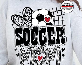 Soccer Mom PNG Image, Soccer Leopard Design, HeartLeopard Design, Sublimation Design Download, Transparent PNG