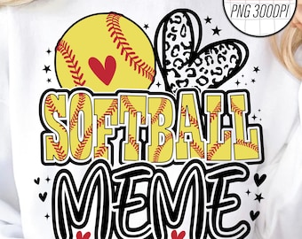 Softbollmeme PNG-bild, softboll för matchdag PNG, svart softbolldesign, nedladdningar av sublimeringsdesigner, PNG-fil