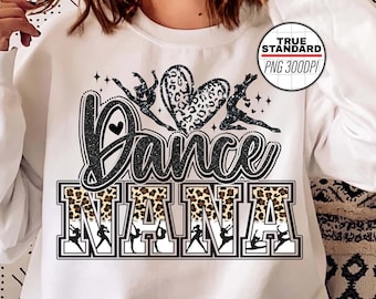 Dance Nana PNG Image, Dance Leopard Hot Black Design, Leopard Print Heart Png, Leopard Glitter Black Sublimation Designs Downloads, PNG File
