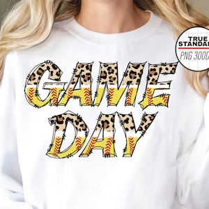 Game Day Softball PNG Image, Game Day Outfit, Softball Fan, Baseball Fan, Leopard Print Sports, Sublimation Designs Downloads
