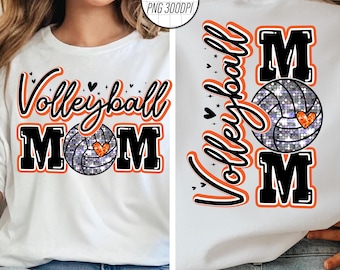 Volleyball Mom PNG, Volleyball Mom Shirt, Sports Mom Game Day PNG, Orange Black Volleyball Sublimation Design, Digital Download