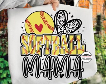 Softball Mama PNG, Spieltag Schwarz Design, Sublimation Download (PNG Datei)
