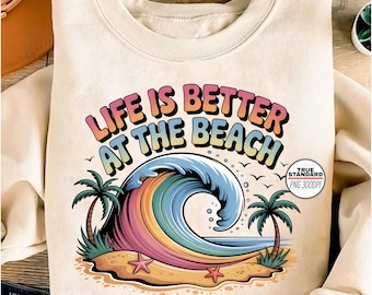 Life Is Better at the Beach Retro Design – Colorful Beach Ball & Palm Trees Summer Clipart | PNG DXF EPS Cut File for Cricut Shirts