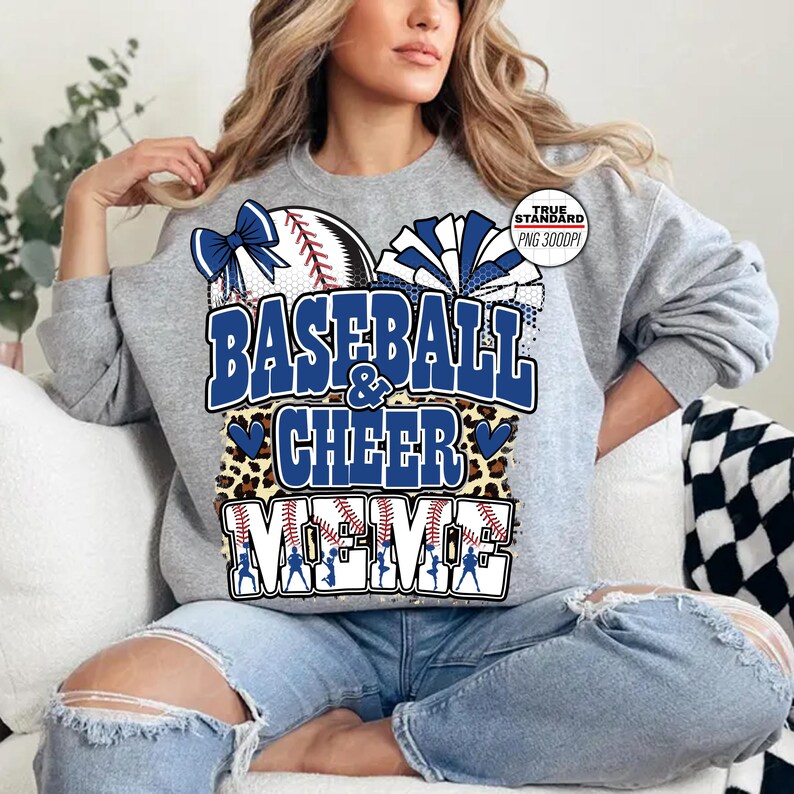 Baseball & Cheer Meme PNG Image, Meme of Both Leopard Blue Design ...