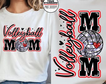 Volleyball Mom PNG Image, Red Volleyball HeartLeopard Design, Sublimation Designs Downloads, PNG File