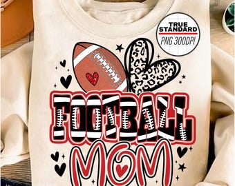 Football Mom PNG Image, Football Red Design, Sublimations Designs, Transparent PNG, Digital Download