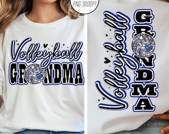 Volleyball grandma PNG Image, Blue Volleyball HeartLeopard Design, Sublimation Designs Downloads, PNG File