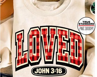 Liebte John 3:16 PNG, Christlicher Glaube Png, Bibel Vers PNG, Buffalo Plaid Christian Design, Jesus Christian PNG, Sublimation