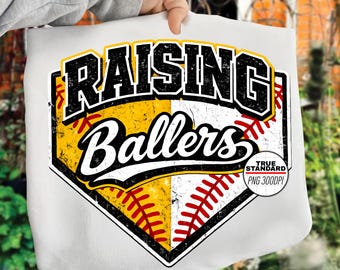 Rarising Ballers PNG, Baseball Mama PNG, Softball Mama Shirt Design, Vintage Distressed Baseball Home Plate, Sublimation, Spieltag PNG