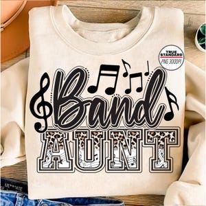 Band Png, Band Aunt PNG Image, Black Leopard Letters Marching Band Design, Sublimation Designs Downloads, PNG File