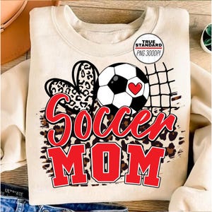 Soccer Mom PNG Image, Red Soccer Leopard Design, HeartLeopard Design, Sublimation Design Download, Transparent PNG