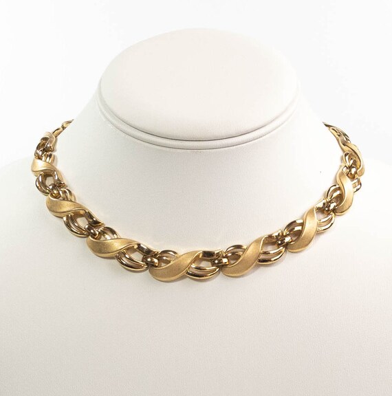 Trifari Choker Necklace Wide Chunky Links Solid an