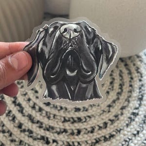 Sticker hond kunst, sticker zwarte labrador huisdier, hondenkunst, neus omhoog, cadeau, cadeau hondenliefhebber, gestanst, duidelijke stickers 3 x 3 inch, matte afwerking