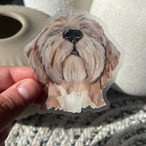 Dog Art Sticker, gouden labradoodle, huisdiersticker, hondenkunst, neus omhoog, cadeau, cadeau hondenliefhebber, gestanst, duidelijke stickers 3 x 3" formaat, matte afwerking