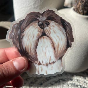 Hondenkunststicker, bruine cockapoo, huisdiersticker, hondenkunst, neus omhoog, cadeau, cadeau hondenliefhebber, gestanst, duidelijke stickers 3 x 3 inch, matte afwerking
