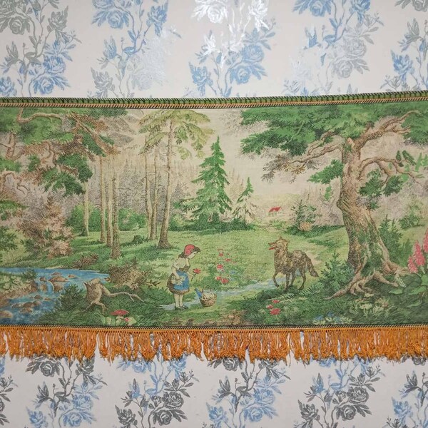 Vintage Soviet tapestry carpet "Little Red Riding Hood" USSR 1950s