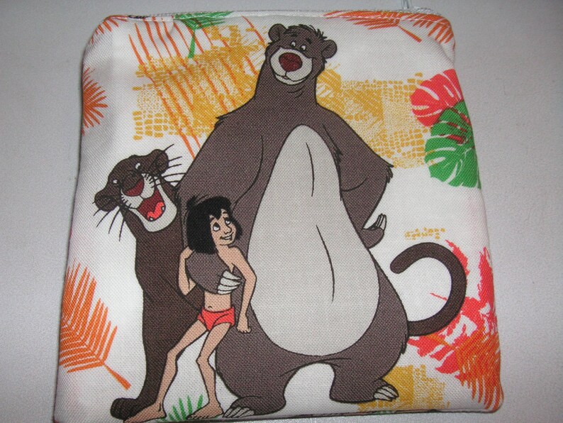 Jungle Book cartoon bear handmade zipper fabric coin change purse card holder