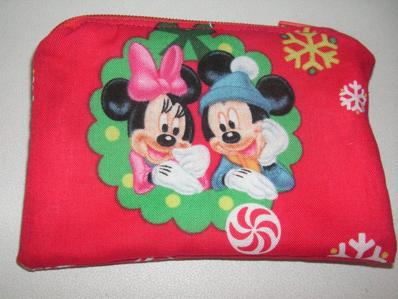 Mickey Minnie Mouse handmade zipper fabric coin change purse card holder