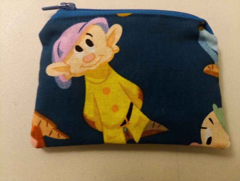 Snow White Dwarfs Dopey handmade zipper fabric coin change purse card holder
