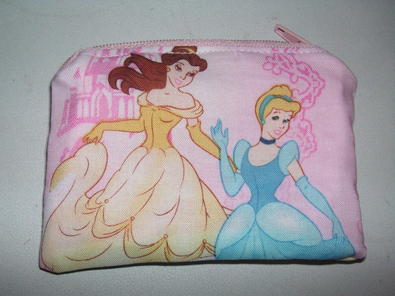 Princess Beauty Belle Cinderella handmade zipper fabric coin change purse card holder