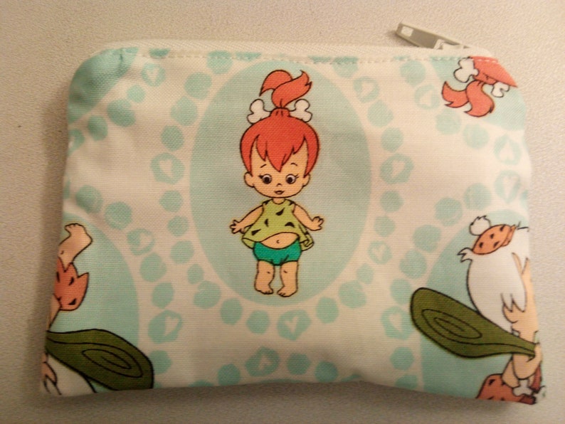 Flintstones flinstones Pebbles cartoon handmade zipper fabric coin change purse card holder