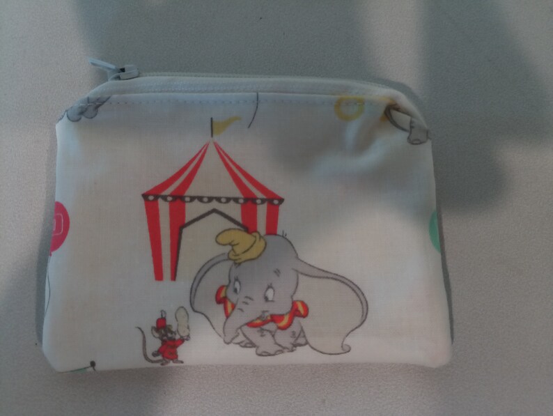 Dumbo Elephant circus cartoon handmade fabric coin change purse card holder