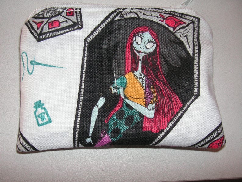 Nightmare Christmas Jack skellington Sally handmade zipper fabric coin change purse card holder