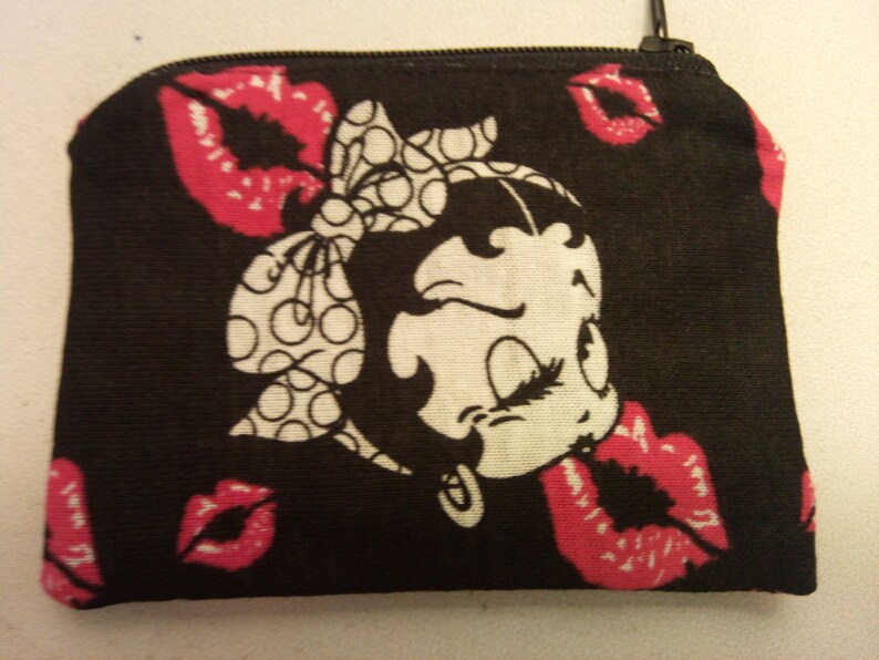 Betty Boop handmade zipper fabric coin change purse card holder