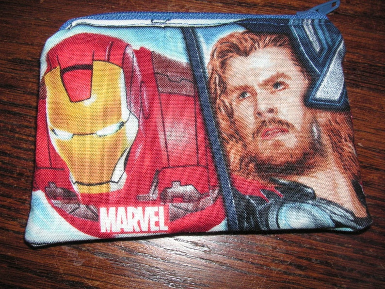 Iron man Thor marvel comic handmade fabric coin change purse zipper pouch