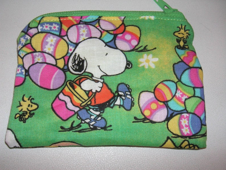Peanuts Snoopy handmade zipper fabric coin change purse card holder