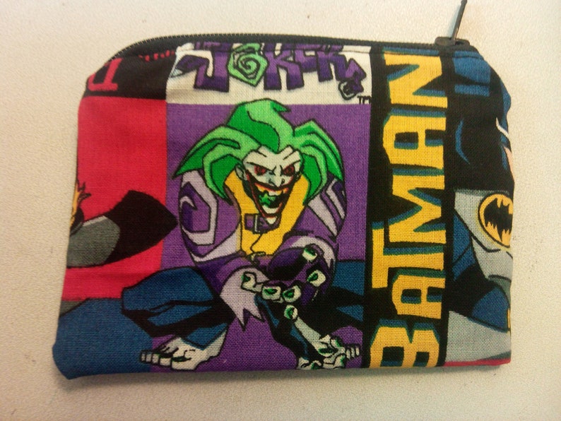 Batman bat Joker comic marvel dc handmade fabric coin change purse zipper pouch