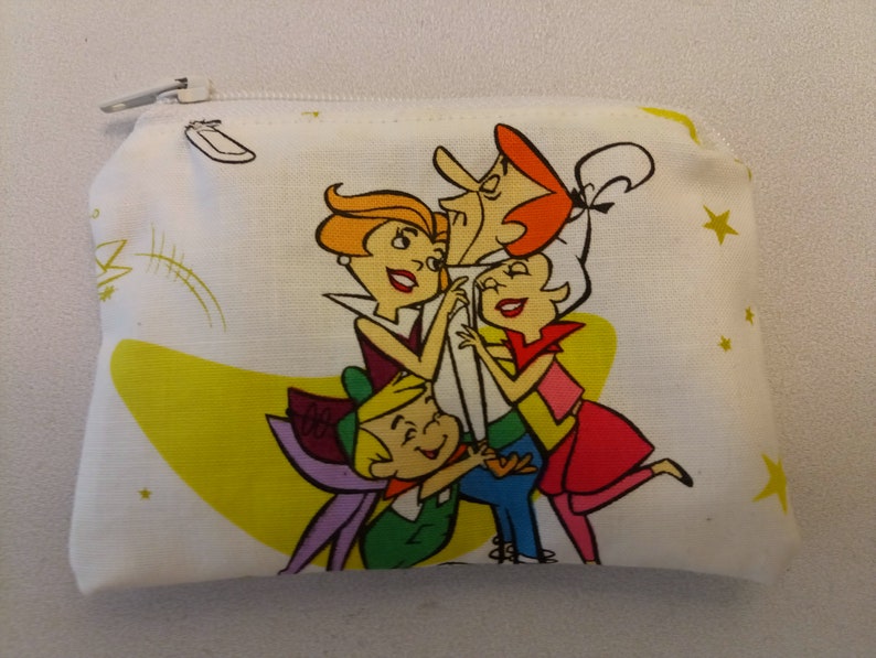 Jetsons cartoon handmade zipper fabric coin change purse card holder