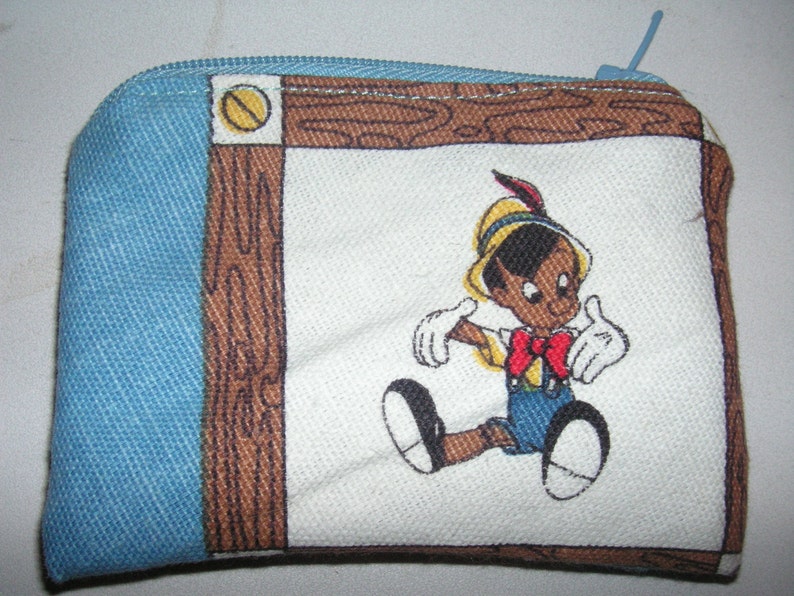 Pinocchio handmade fabric coin change purse