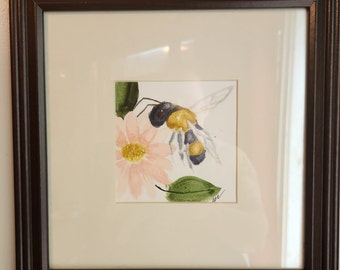 6x6 Bee Watercolor painting